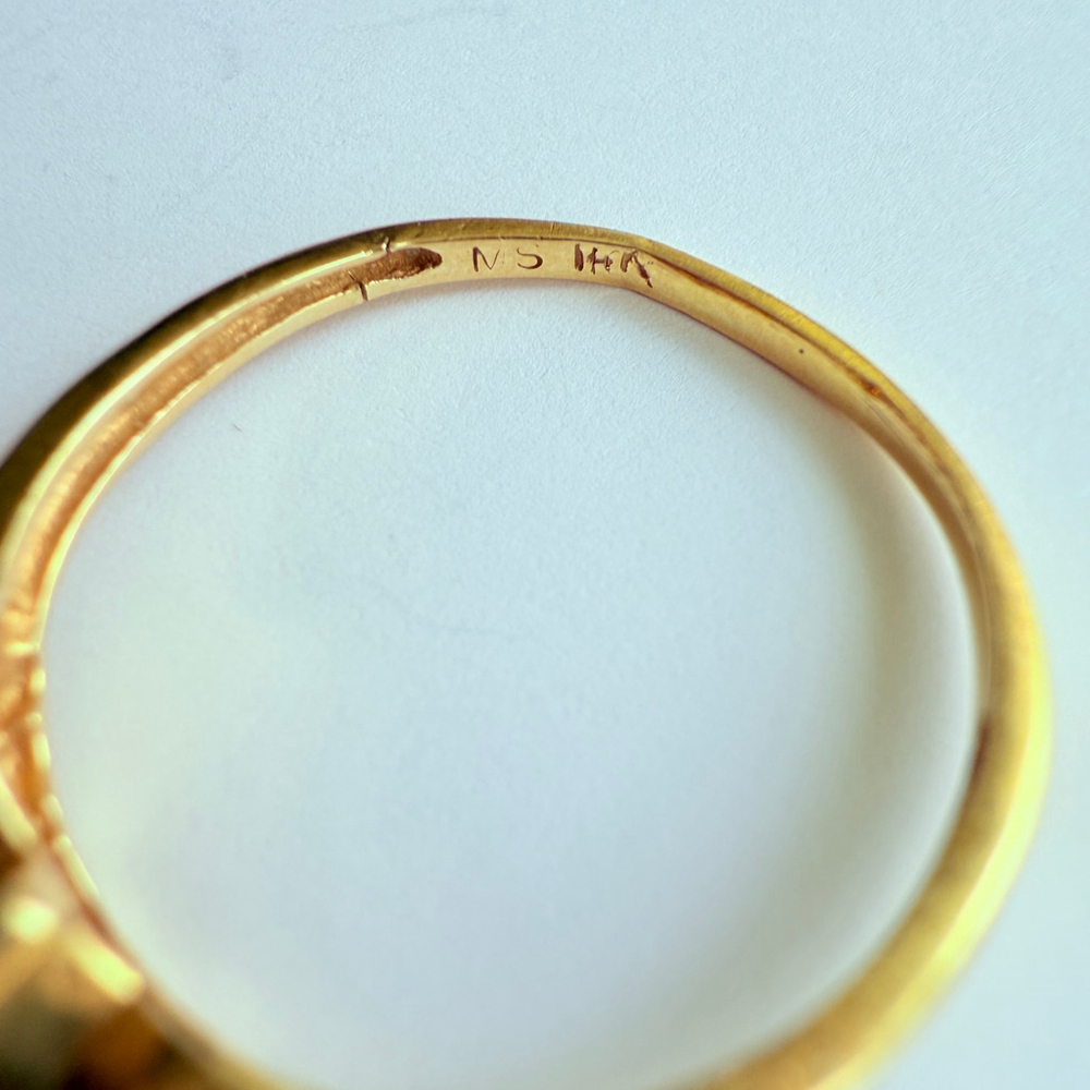 14K Yellow Solid Gold .55 CT Amethyst Shape Heart Natural Diamond Love Band Ring - Picture 7 of 11